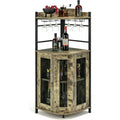 barschrank industrial weinschrank mit glashalter hausbar aus metallrahmen eckschrank kueche 46 x 46 x 130 cm hellbraun
