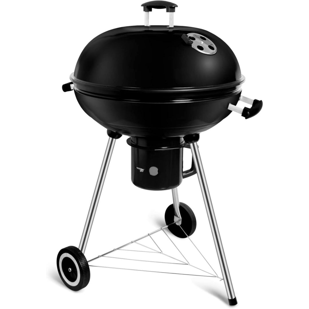 holzkohle-kugelgrill mit deckel rundgrill durchmesser 57 cm holzkohlegrillwagen mit raedern schwarze emaille grill grill