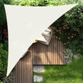 sonnensegel dreieckig wasserdicht 5x5x7m beige sonnenschutzsegel reissfestes pes 160gm 95 ultraviolett-schutz windstabil mit montageseilen fuer terrassegartenbalkonpool