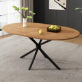 oval esstisch 120x80x755 cm metallbeine stabiler tisch fuer 4-6 personen modernes schlichtes design holzfarbe