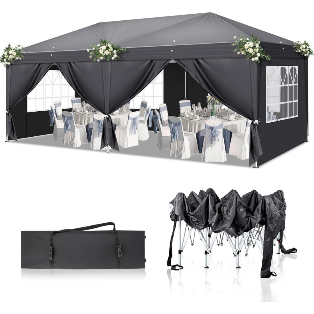 pavillon 3x6 mfaltpavillon 420d oxford6 seitenteilengrau wasserdicht stabil winterfest ultraviolett schutz 50gartenpavillon hoehenverstellbarpartyzeltgartenzeltfuer garten campingoutdoor