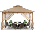 3x3 m gartenpavillon mit moskitonetz doppeldach beige