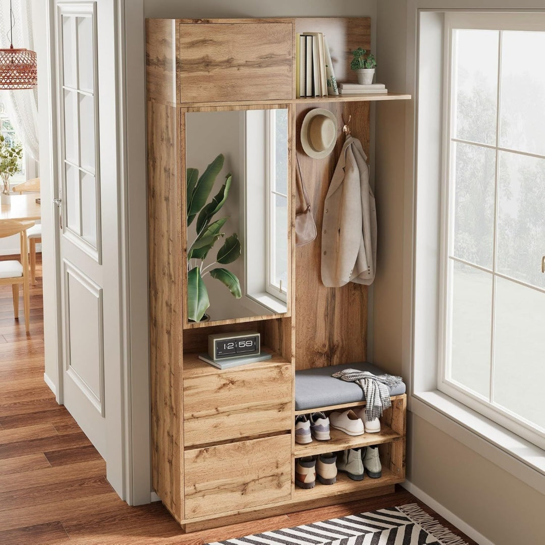 kompaktgarderobe mit spiegel und sitzbank flurgarderobe mit schuhschrank und haken kleiderhaken kompaktgarderobe flurmoebel set