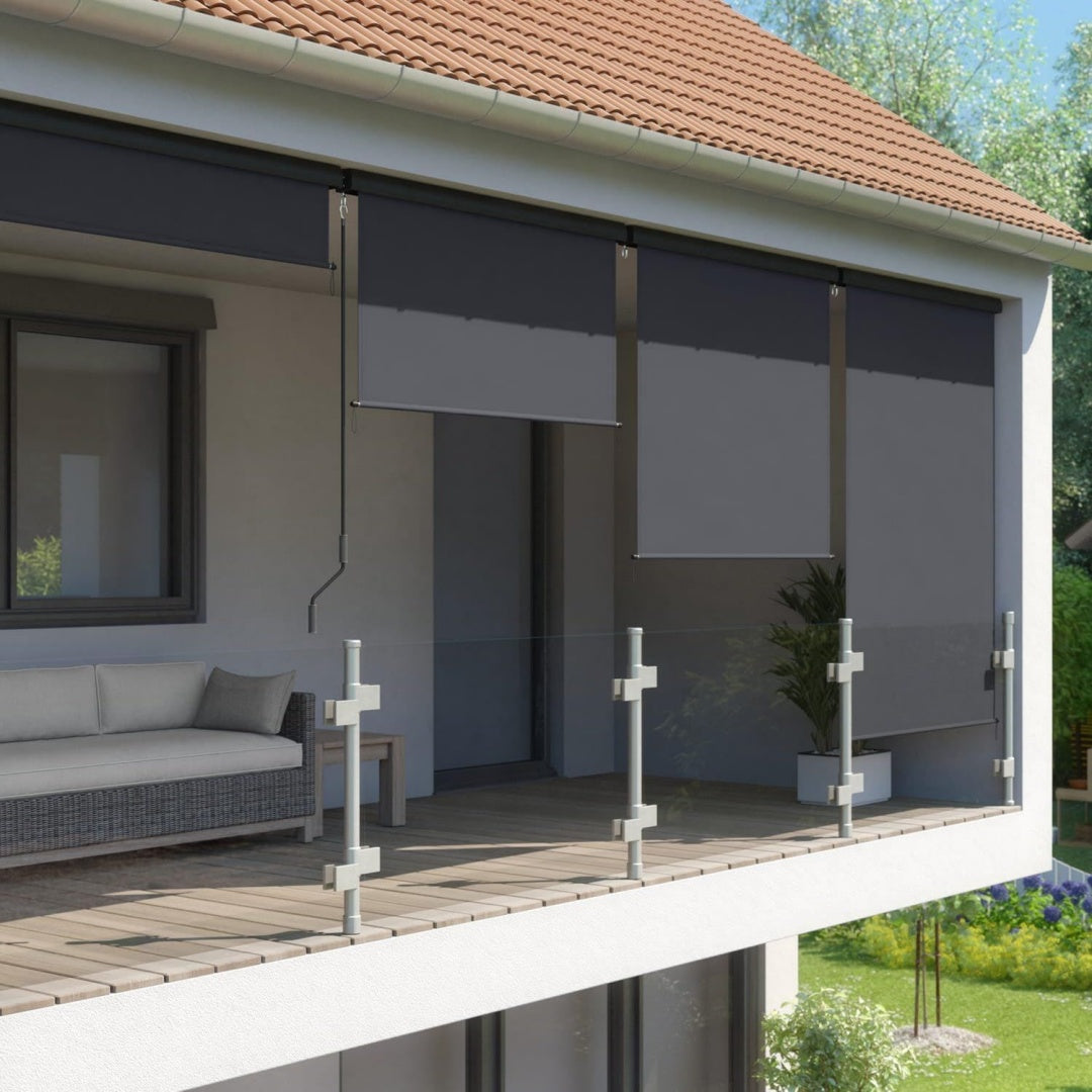 empasa senkrechtmarkise master vertikalmarkise balkonmarkise sonnenschutz balkonsichtschutz sichtschutz balkonrollo rollo mit handkurbel farbeanthrazit groesse120 x 250 cm