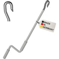 bauheld markisenkurbel mit fleischer-haken 120cm - made in germany - markisenstange aus verzinktem stahl - stabiler handgriff aus kunststoff - hand-kurbel kompatibel mit ovalen markisen-oesen - grau