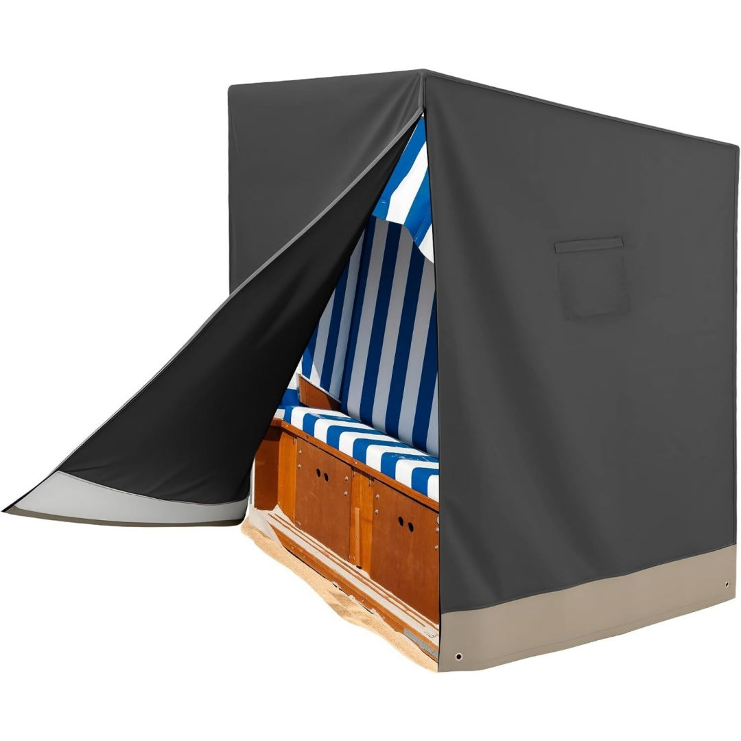 strandkorb schutzhuelle winterfest 420d oxford wasserdicht strandkorbhuelle mit reissverschlusswinterfest ultraviolett bestaendig reissfest abdichtung fuer strandkoerbe huelle 150x100x140165cm