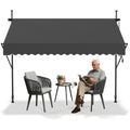 klemmmarkise mit handkurbel balkon 200 x 120 cm dunkelgrau balkonmarkise ohne bohren markise sonnenschutz aus polyester ultraviolett-bestaendig und hoehenverstellbar terrassenueberdachung